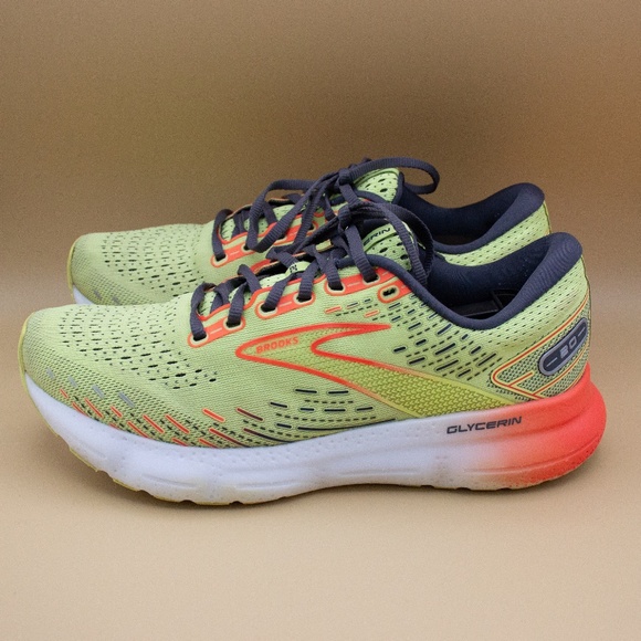 Brooks Glycerin 20 Lime Red Ebony Running Shoes 1103821D725 Men's Size 8 D - Picture 1 of 9